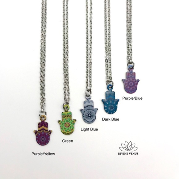 Colorful Hamsa Necklace | Stainless Steel - Picture 3 of 8